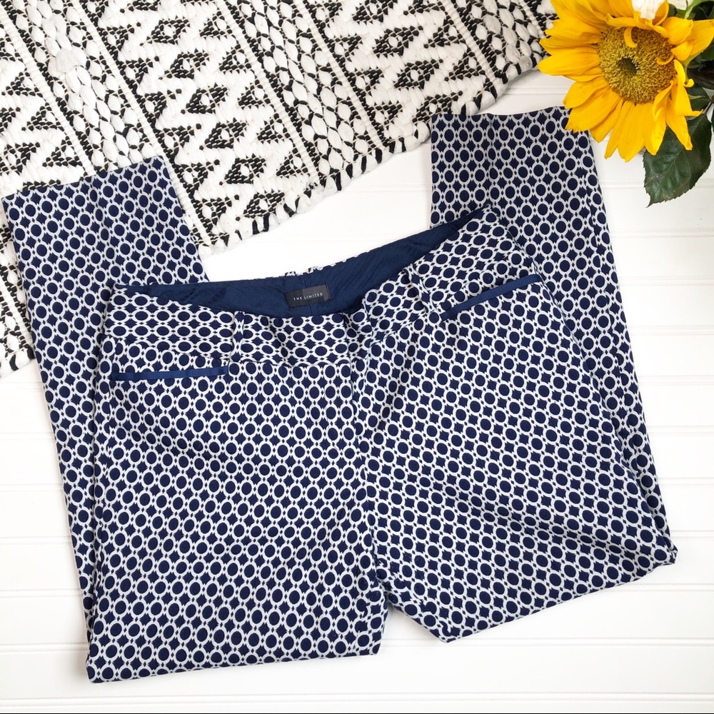 THE LIMITED Blue/White Circle Crop Pants